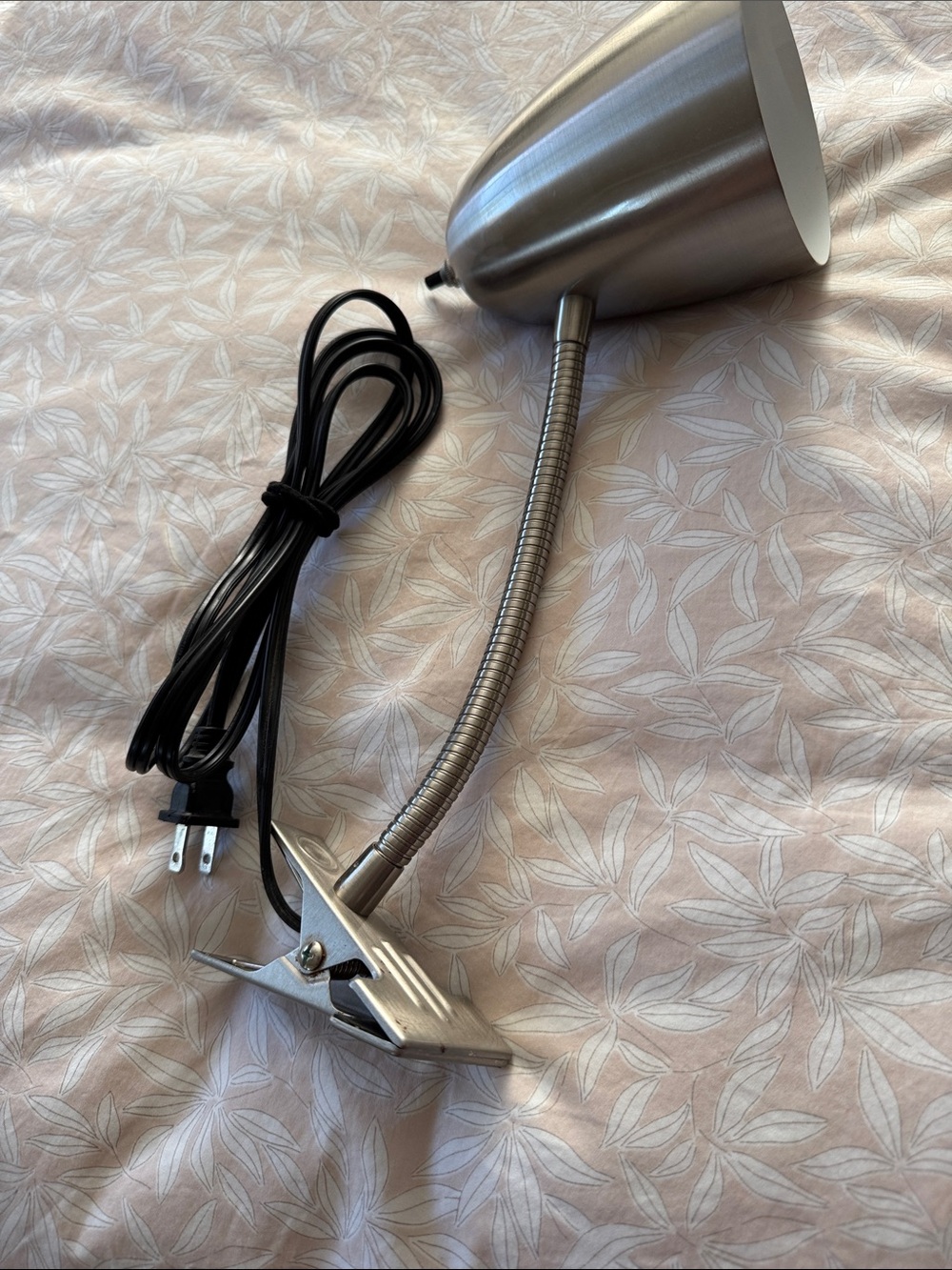 Adjustable Clip-On Metal Task Lamp in Brushed Silver